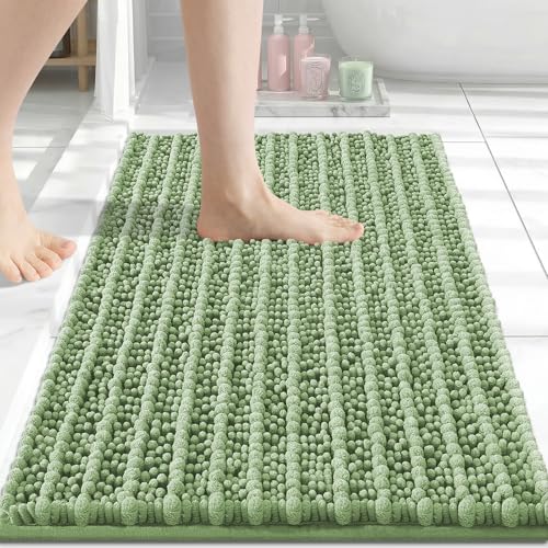 Image of Arotive Luxury Bathroom Ruuner Rugs 30x17, Extra Soft Thick Absorbent Shaggy Chenille Bath Rugs, Machine Wash Dry, Bath Mats for Bathroom Floor, Tub and Shower, Home Decor Accessories, Sage Green