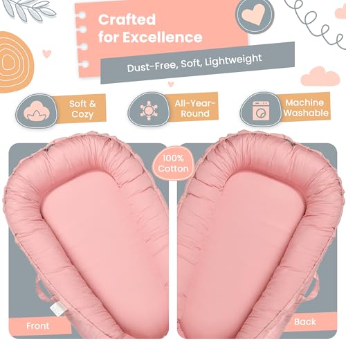 Image of Baby Lounger - Breathable & Soft Baby Lounger for Newborn 0-24 Months, Soft Portable Baby Lounger Pillow, Newborn Babies Essentials, Snuggle Lounger Me