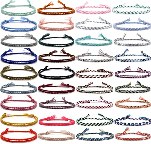 Finzor 36 Pcs Woven Wrap Friendship Bracelets Handmade Braided Friendship Bracelet Adjustable Colorful Bracelet Birthday Gifts-Party Favors #TOP12