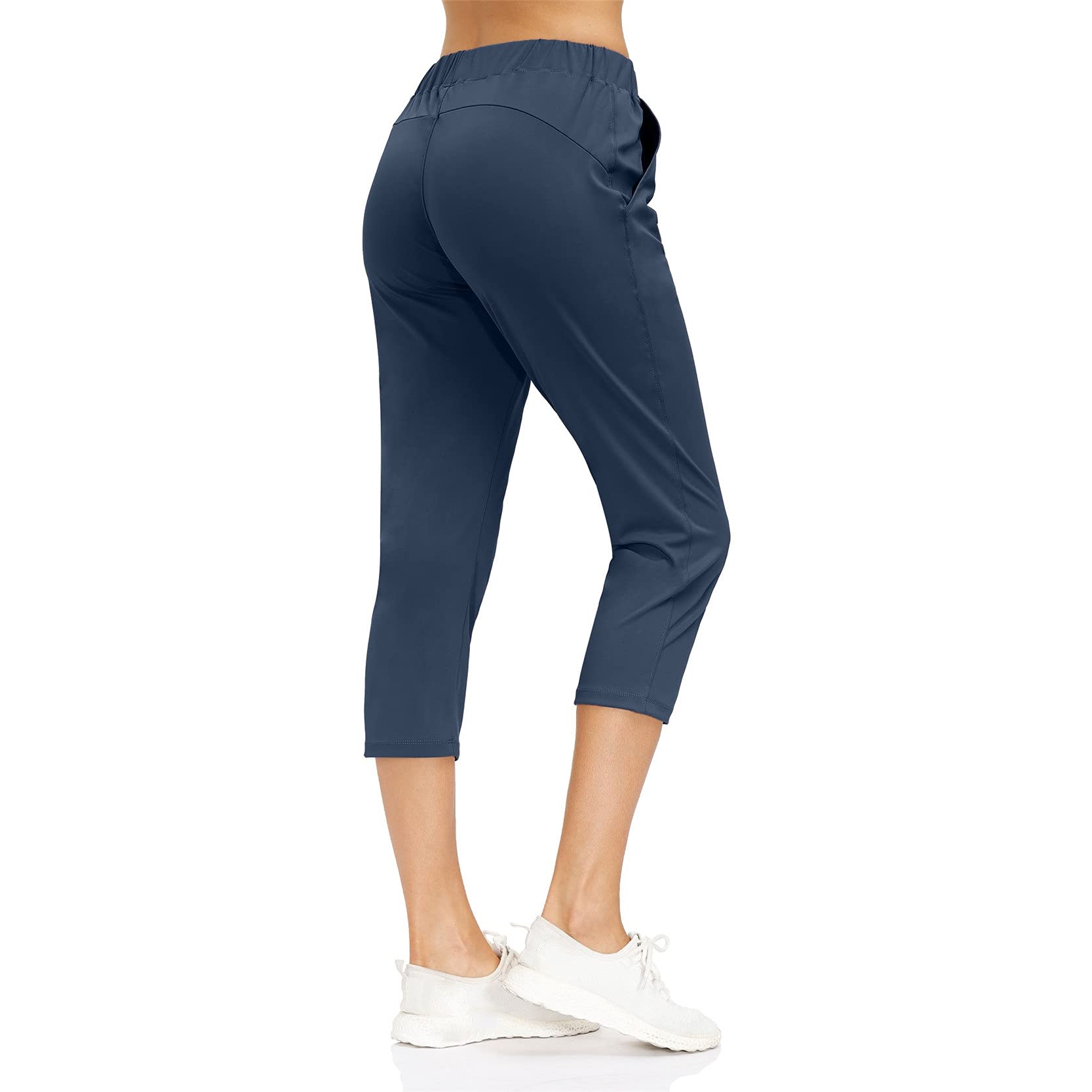 Leggins Mujer Fitness Mallas Deportivo Pilates, Mujeres Pinky Capri Leggings con bolsillos, 3/4 longitud con cordón Pantalones de yoga Pantalones de ejercicio Correr Pantalones casuales Aptitud Medias