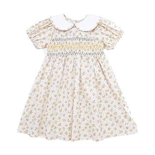 Girls' Dresses Spring Summer Smocked Casual Church Tea Party Vintage Graduation Dresses for Toddler Girl