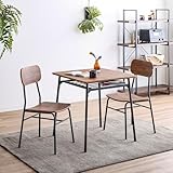 VENTOTA ダイニングテーブルセット 2人 2人用 幅70cm 食卓 おしゃれ モダン スタイリッシュ カフェ風 dining table set for 2 木目調 スチール 3点セット Fesro BR