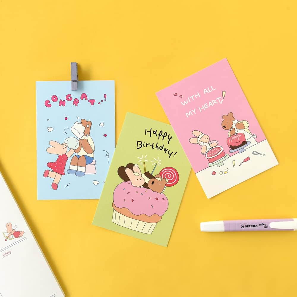 Monolike Happy and Lucky, Birthday Single card - mix 12 pack, greeting card, 3.9x5.8 image 5