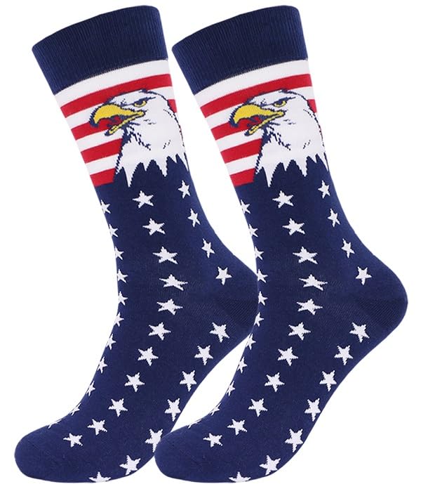 BUENWAZBUENWAZ American Flag Socks for Men Patriotic Bald Eagle USA Stars Stripes Novelty Sock