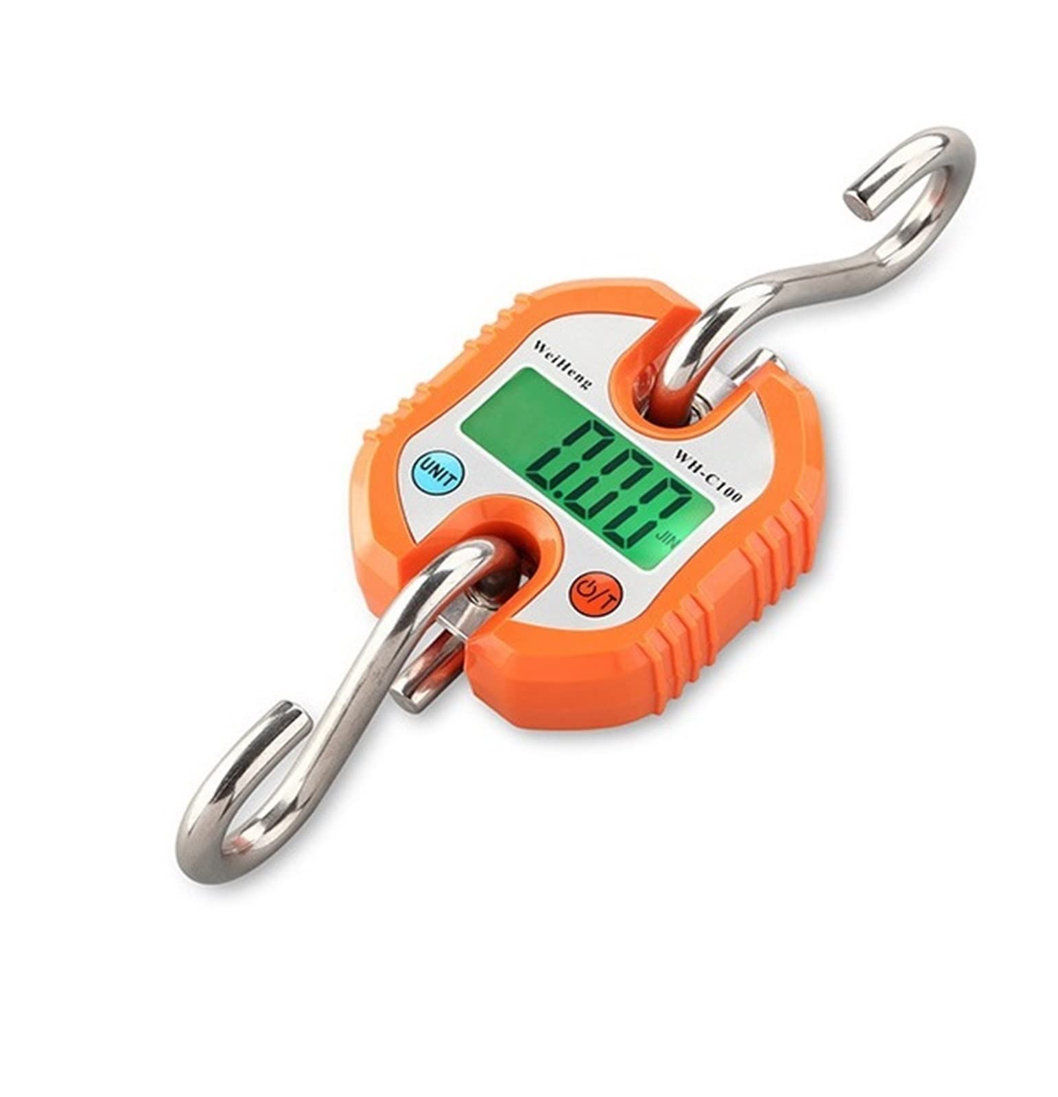 Crane Scale, 150/200/500kg Crane Scale Heavy Duty Hanging Weighting Hook Steelyard Portable LCD Electronic Digital Industrial(150kg-Orange)