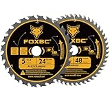 FOXBC 5-1/2' Circular Saw Blade 24T 48T Fast Framing for Wood Cutting, 20mm Arbor...