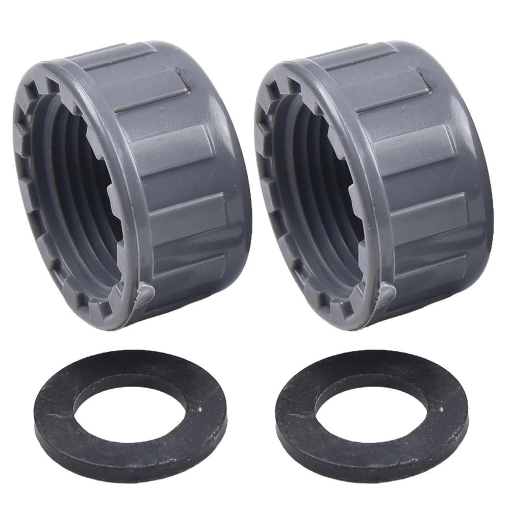 Threaded Pipe Connector Pipe PVC Threaded Cap, Round Female Thread Hose Connector with Rubber Seals, Caps 2pcs(25mm)