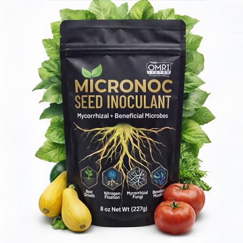 Micronoc Mycorrhizal Fungi + Beneficial Microbial Blend Seed Inoculant (8 oz) for Corn Cotton Soybeans Guar Cover Crops Peas Home Gardens & Flowers OMRI Listed