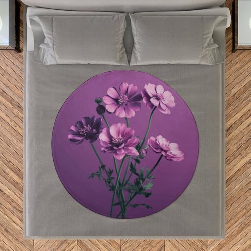 Couverture ronde 150 cm violette en plaid canapé et voyage - 8