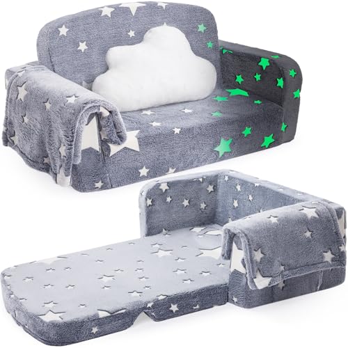 Glow-in-the-Dark Kids Couch with Pillow & Blanket