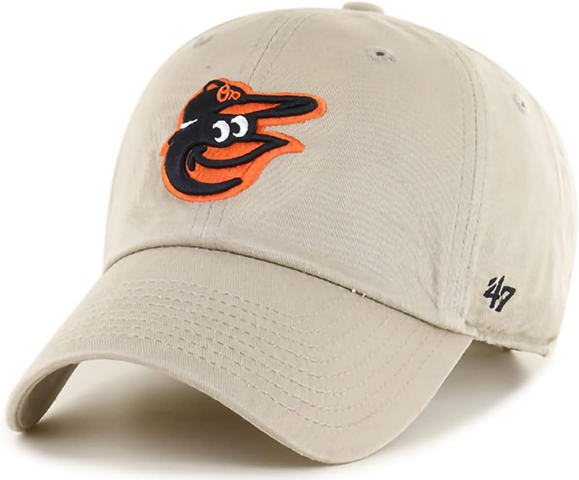 47 Brand MLB Natural Primary Logo Clean Up Adjustable Baseball Cap Hat, Adult One Size Fits All