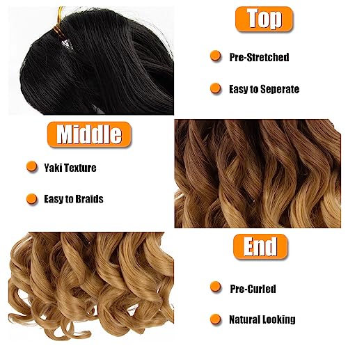 French Curl Braiding Hair 24 Inch 8 Packs French Curl Braids Crochet Hair Extensions (24 inch 1B/30/27#), 24 inches - Image 3