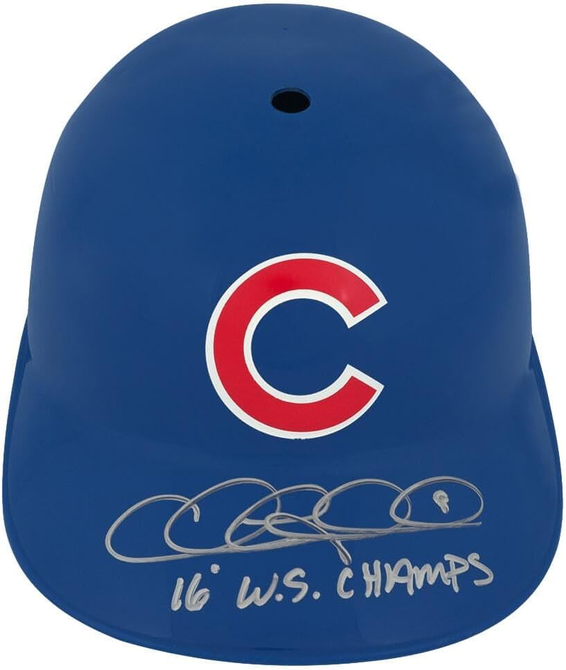 Chris Coghlan Signed Chicago Cubs Souvenir Replica Batting Helmet w/16 WS Champs - Autographed MLB Helmets