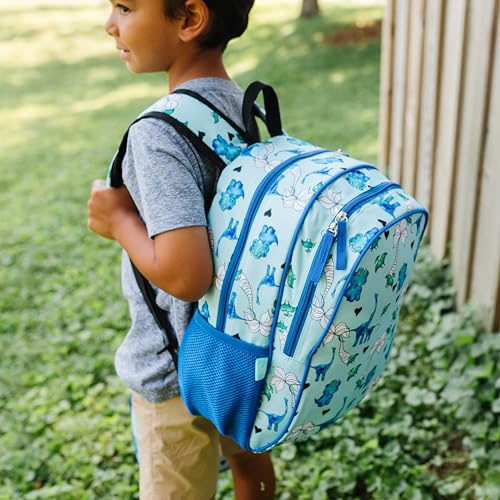 Image of Wildkin JumpOff Jo 15-inch Kids Backpack - Durable, Adjustable, Ideal for School - Blue Dino