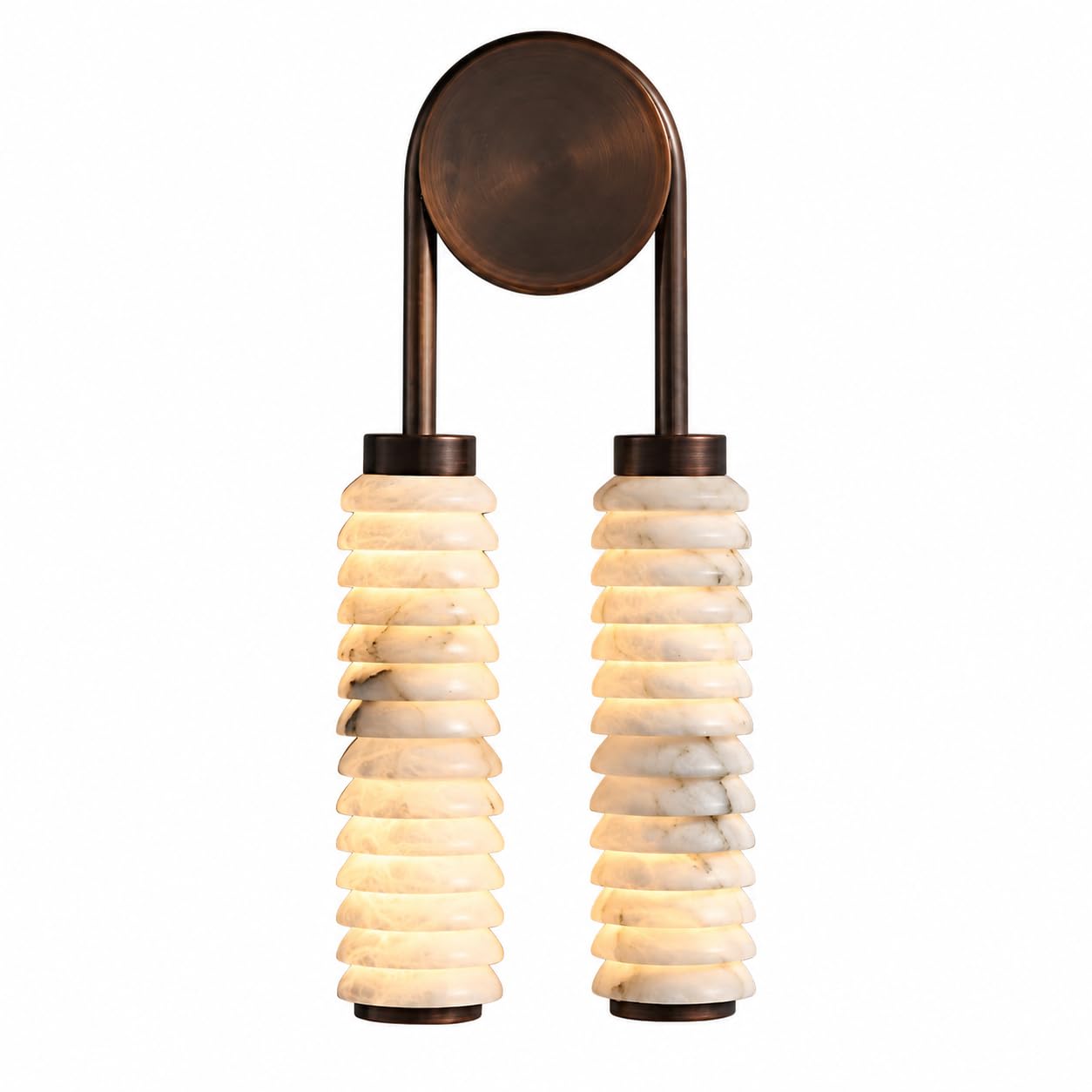 Alabaster Marble Wall Sconce,Double-Headed Alabaster Wall Sconces Lights,Natural Marble Stone Wall Lamps Fixtures,Antique Bronze Vanity 3000K Lights For Hotel Bedrooms, Hallways, Living Rooms, Stairs