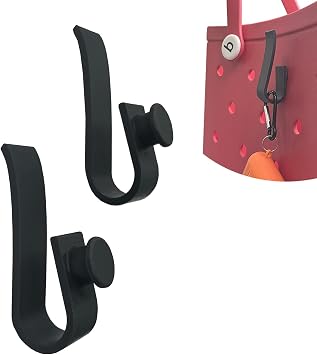 TEYOUYI Hooks Accessories for Bogg Bags, Insert Charm Cutie Cup Holder Connector Key Holder Mask Holder,2PCS Black