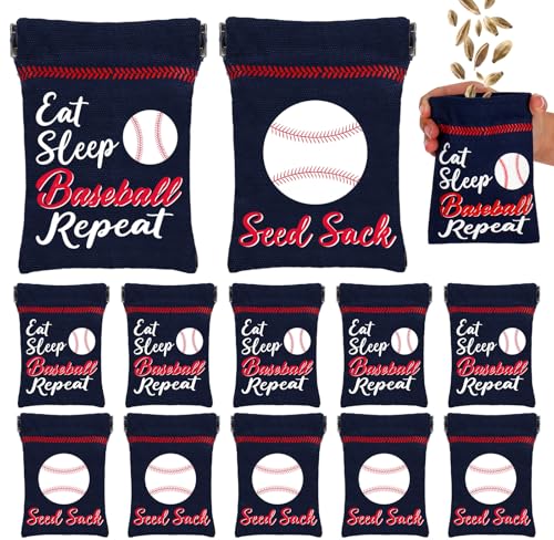 JarThenaAMCS 12 Pcs Baseball Seed Sack Bags for Team Baseball Canvas Seed Sack Pouch Coin Purse Gift Bags for Sunflower Seeds Sports Lover Party Favors