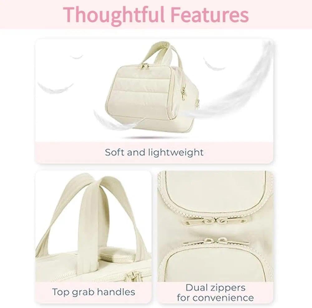 Organizador de maquillaje de viaje, bolsa de aseo de gran capacidad, bolsa de cosméticos ligera 4 en 1 con separación húmeda y seca, fácil de transportar para mujeres