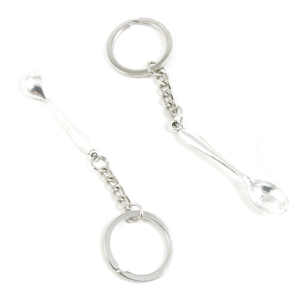 10 Pieces Keychain Keyring Door Car Key Chain Ring Tag Charms Supply D1DU8E Tablespoon Spoon