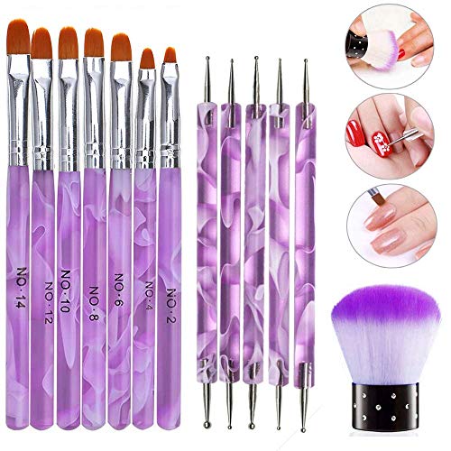 TTiw 13 PCS UV Gel Acrylic Nail Art Brush Set,Nail Art Tips Builder