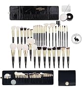 ImpressionZ 34Pcs Luxury Full Makeup Brush Set with Travel Bag | Cruelty-Free Synthetic & XGF Bri...