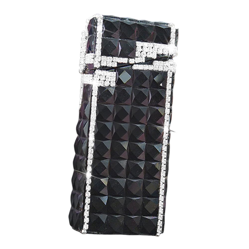 Bling Bling Rhinestone Crystal Cigarette Case for Women Men, Metal Holder for Regular,King and 100's Size 14-20 Capacity, Pocket Cigarettes Box Gift for Smoker (Black)