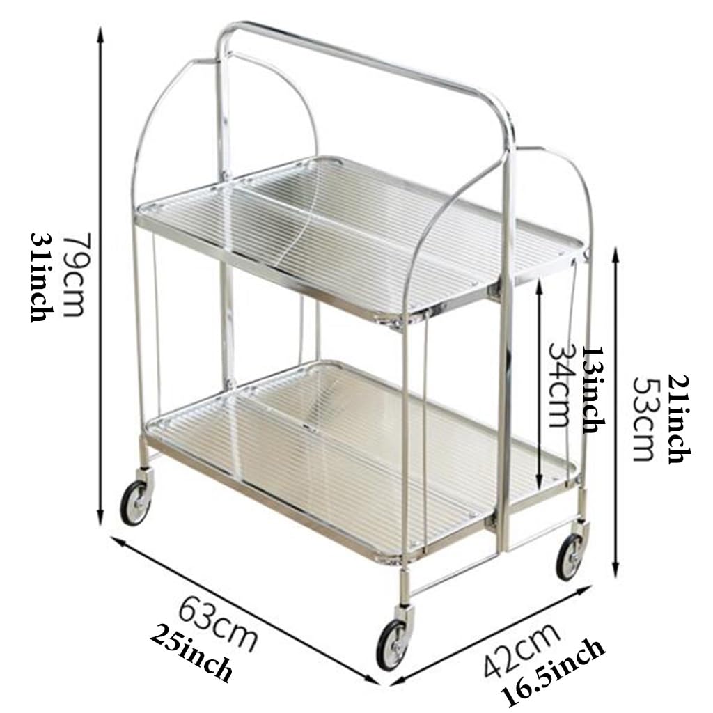 Carrello da bar pieghevole con ruote e maniglia, elegante carrello da portata per la casa, per caffè, tè e bevande, design smussato, carrello da pranzo per cucina e bar di casa (grigio)