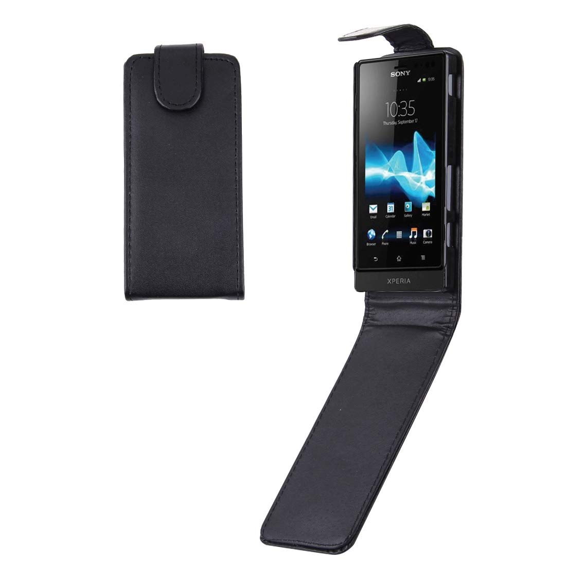 New Vertical Flip Holster for Sony Xperia Sola / MT27i(Black) Yyq