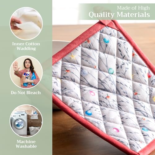 Maison d'Hermine Topflappen-Set, 100% Baumwolle (20 cm x 20 cm, 2er-Pack) – Ansicht 3