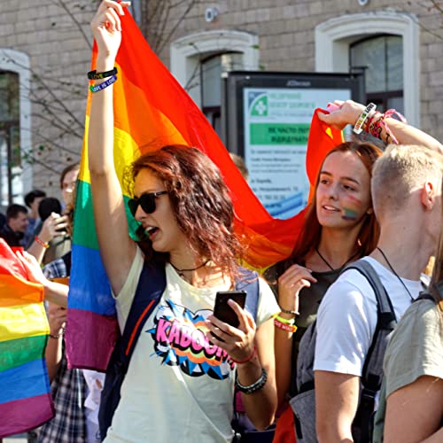 30 Pcs Rainbow Pride Rubber Wristbands Gay Pride Silicone Bracelet Lgbt Accessories Love Gay Lesbian Rainbow Stuff Wristbands Sports Bracelets Gifts For Gay Party Decorations Supplies #TOP5