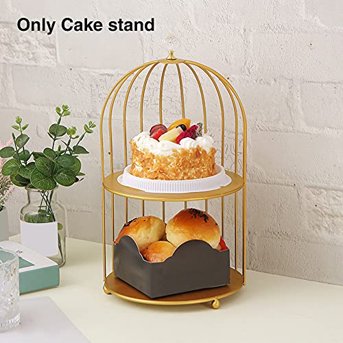Iayokocc 16299780405126 Gold Cake Stands With Bird Cage Decoration thumb #6