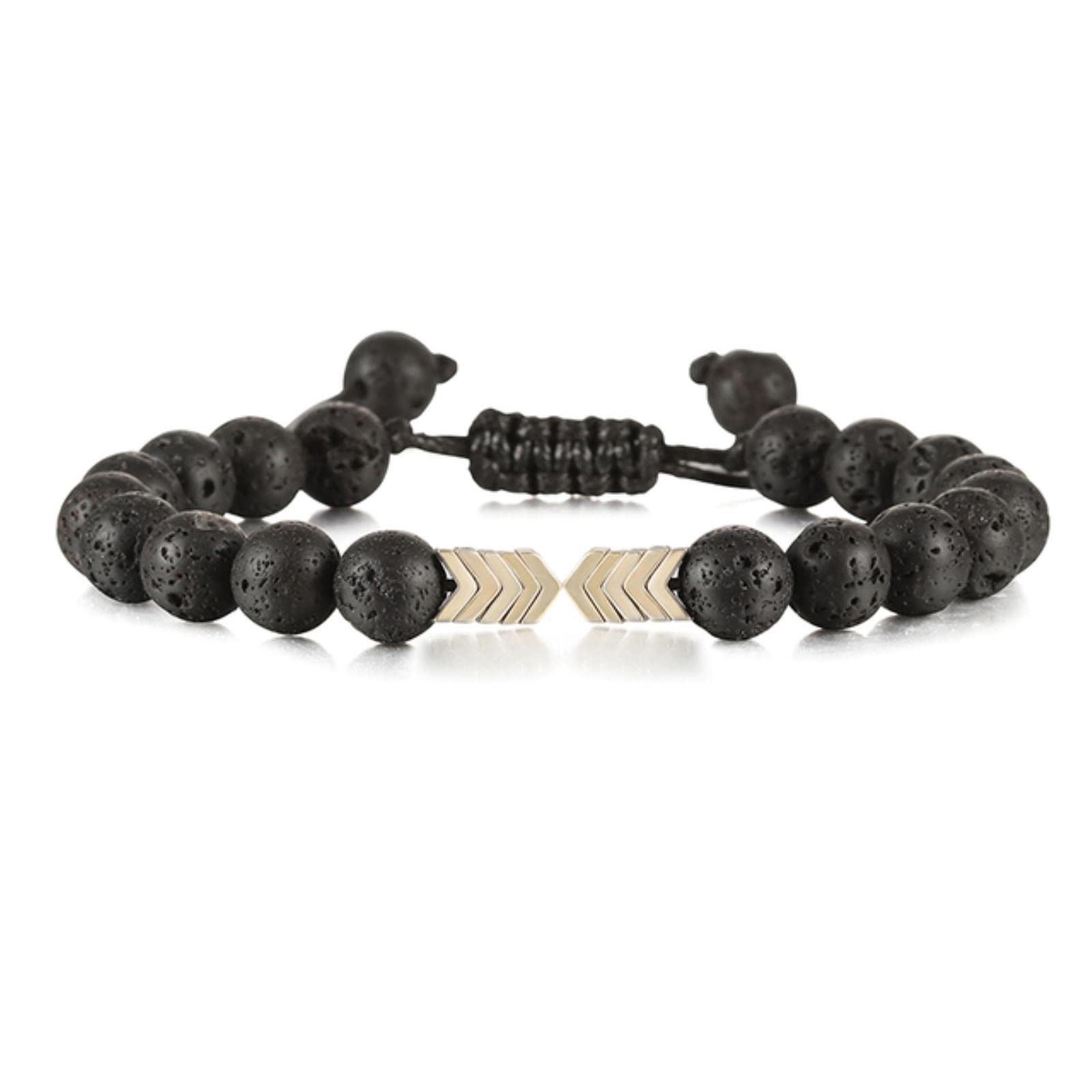 Star.W Fashion Balance Arrow Beaded Bracelet 8mm Natural Black Onyx Volcanic Lava Stone Adjustable Bracelets Men Women Jewelry
