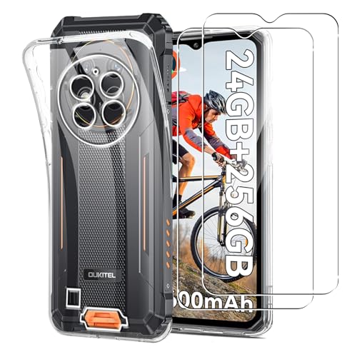 MEMELOKA Cover per OUKITEL G1 + 2 Pezzi Pellicola Protettiva in Vetro Temperato, Sottile Morbida Silicone TPU Anti-Ingiallimento Custodia[AntiGraffio][Anti-Impronte], Trasparente