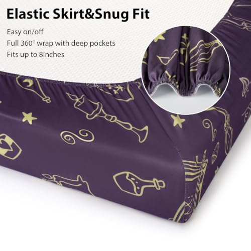 Image of Baby Crib Sheets Girl, 3 Pack Toddler Bed Sheets Fitted for 52 inchx28 inch Standard Crib and Toddler Mattresses, Super Soft Microfiber Purple Magic Fairy