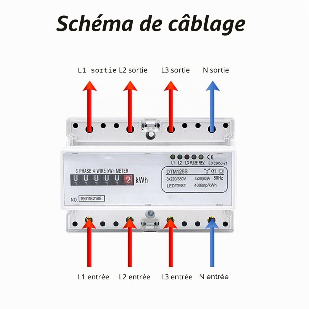 Compteur d'électricité numérique Compteur de kWh triphasé 220 / 380V 20-80A Consommation d'énergie