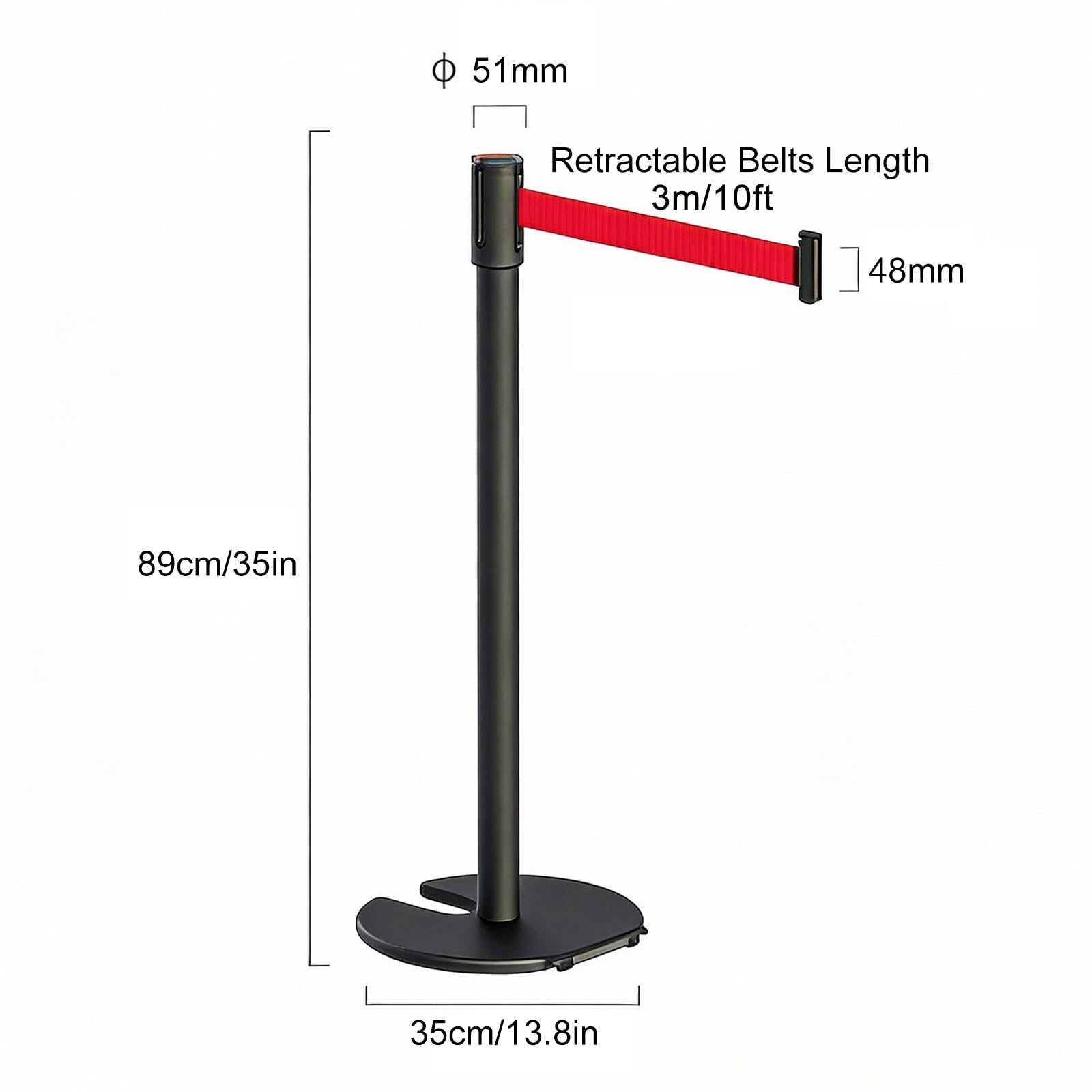 2 correas retráctiles de acero con ruedas, 3 m, para control de multitudes, base de hierro fundido para zonas de alto tráfico (plateado)