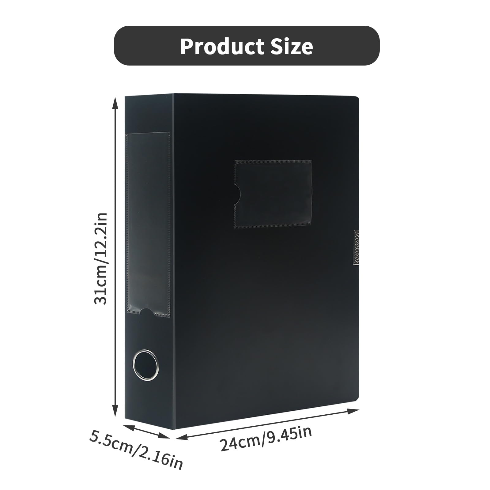 SOYIRI 4 Pack Box Files A4,Plastic Box File with Lid,55mm Spine A4 Archiving Box Document Box for Office School - Black - Image 2