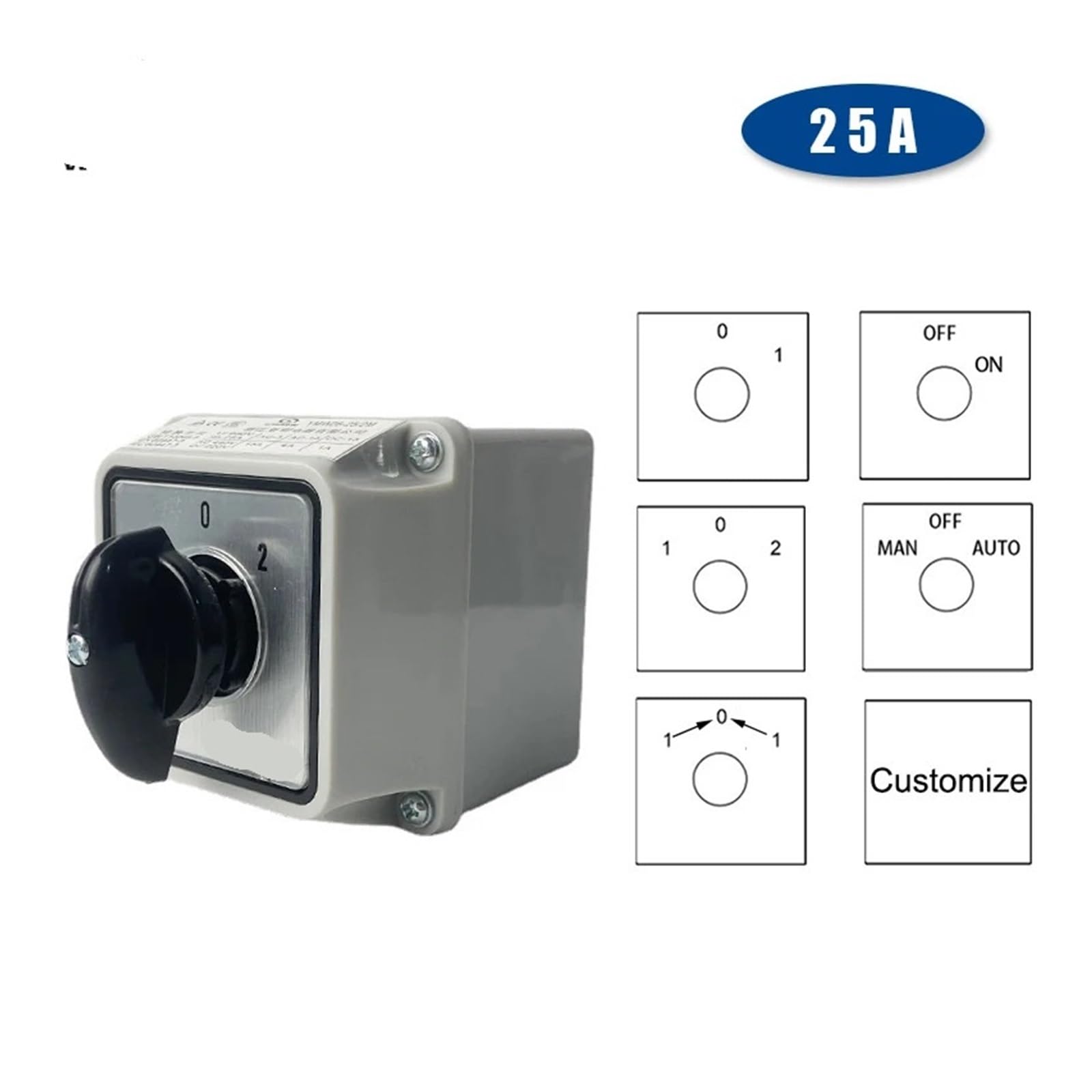 LW26-25/1M Interruttore a camma Rotante a 3 Posizioni, 25 A, 1 Polo, con Custodia Impermeabile YMW26 LW28(Switch Box 101 Reset)