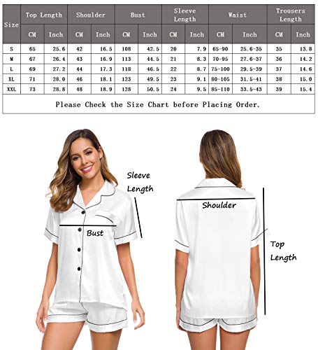 Swomog Pajamas Set Short Sleeve Sleepwear Womens Button Down Nightwear Soft Pj Lounge Sets White #TOP6