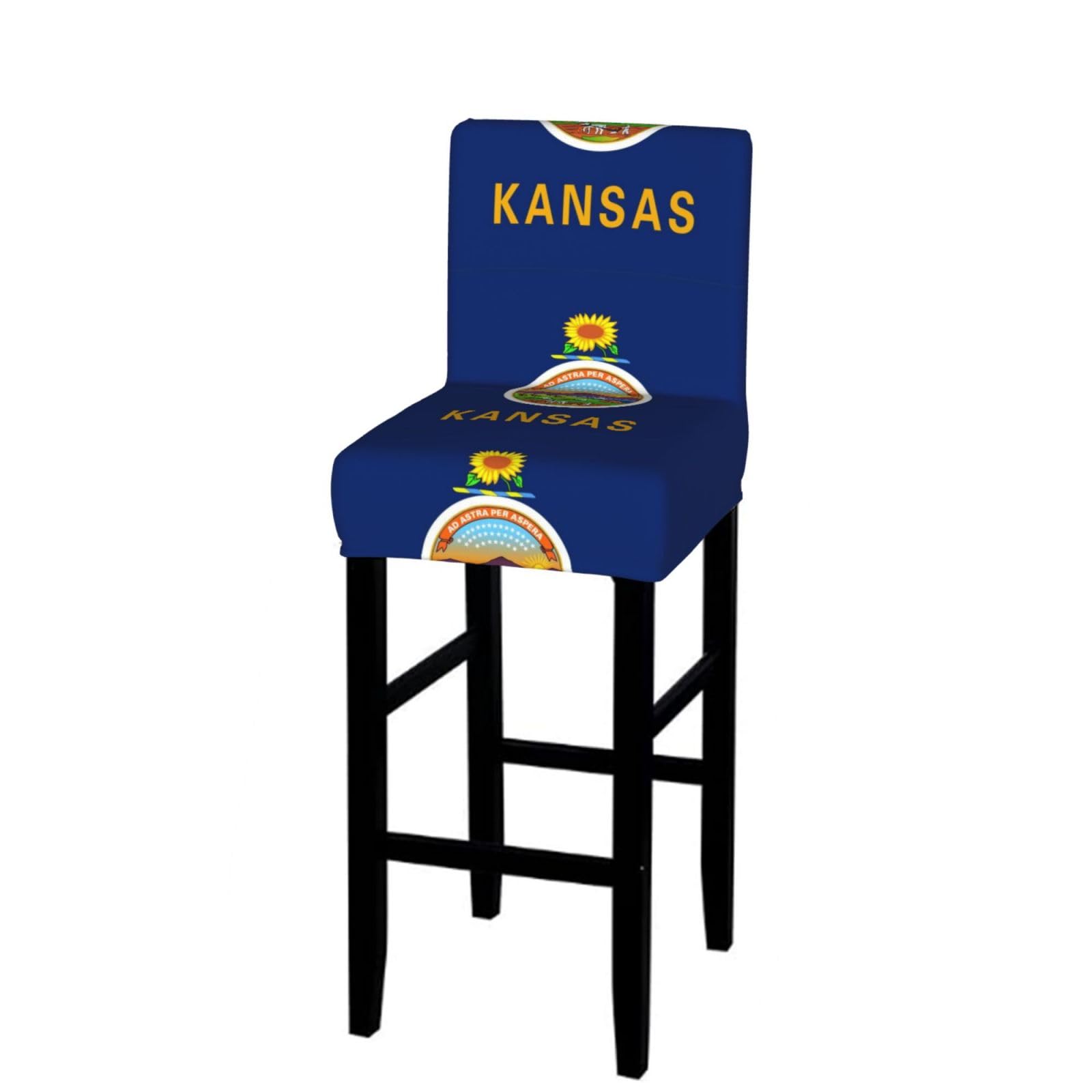 CNTDBU Flag of Kansas Bar Stool Cover-Stretchy Chair Slipcover for Kitchen