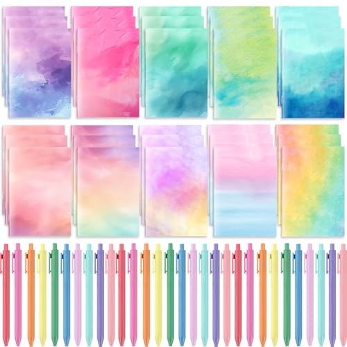 Cuadernos escolares de bolsillo Sayglossy con bolígrafo juego de 60 minilibretas de 3x5 pulgadas