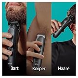 Braun All-In-One Trimmer-Set 7, 17-in-1 Multigroom, Barttrimmer, Nasenhaartrimmer, Haarschneidemaschine für Gesicht, Kopf und Körper, 100 Min Akku, 14 Längen (3–21 mm), Wasserdicht, MGK7491, Schwarz