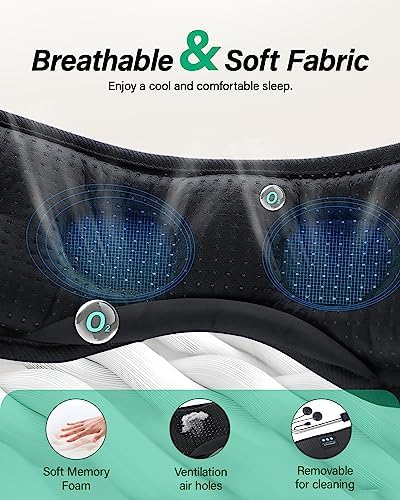 LC-dolida Sleep Headphones, White Noise Bluetooth Sleep Mask 3D Wireless Eye Mask Sleeping Headphones, Sleep Mask with Bluetooth Headphones for Side Sleepers Travel Yoga, Cool Gifts - 4