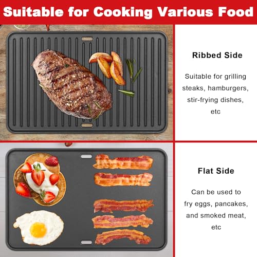 16"x10" Reversible Cast Iron Griddle for Weber Go-Anywhere Charcoal and Gas Grills, Portable Grill Griddle Plate for Indoor Stovetop/Outdoor Camping BBQ, Replacement for Weber 80631 70211 3634 67195 by DELSbbq - Used condition - Image 5