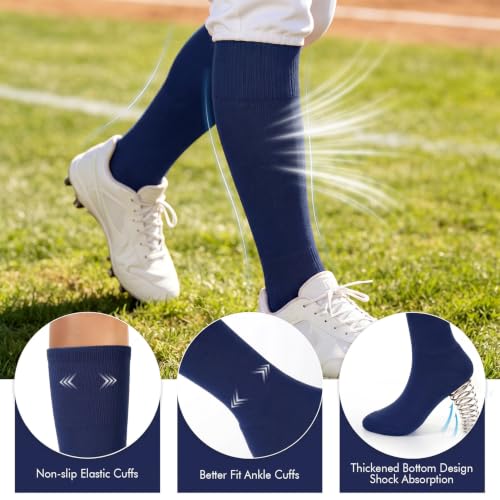 Image of WHIPPY Baseball Socks and Belt Combo Set Knee-High Softball Socks & Adjustable Elastic Belt for Kids Youth Adult
