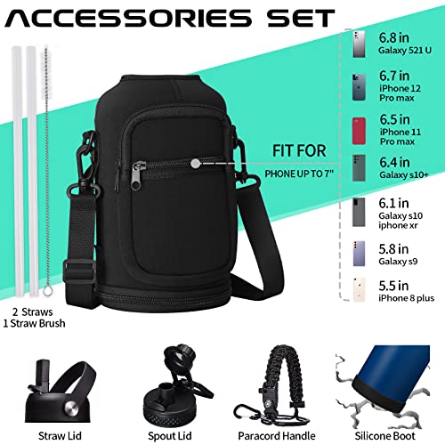 Digjuper Insulated Water Bottle 64Oz - W/Paracord Handle, Straw & Spout Lids, Carrier Bag, Half Gallon Sport Stainless Steel Water Flask Jug, Thermo Mug Double-Wall Vacuum Insulated Water Bottle #TOP1