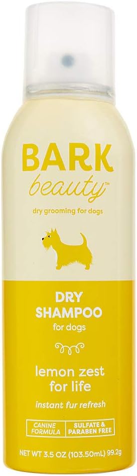Bark Beauty Dry Shampoo for Dogs in Lemon Zest Scent, 3.5 Ounces | Sulfate and Paraben Free Dog Dry Shampoo | Waterless Dry Dog Shampoo…