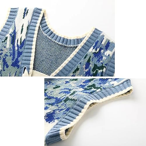 Sweater Vest for Women,Womens V Neck Sleeveless Female Outerwear Chic Vest Tops,Womens Vintage Gilets Knitted Vest (Color : Brown, Size : Medium)2