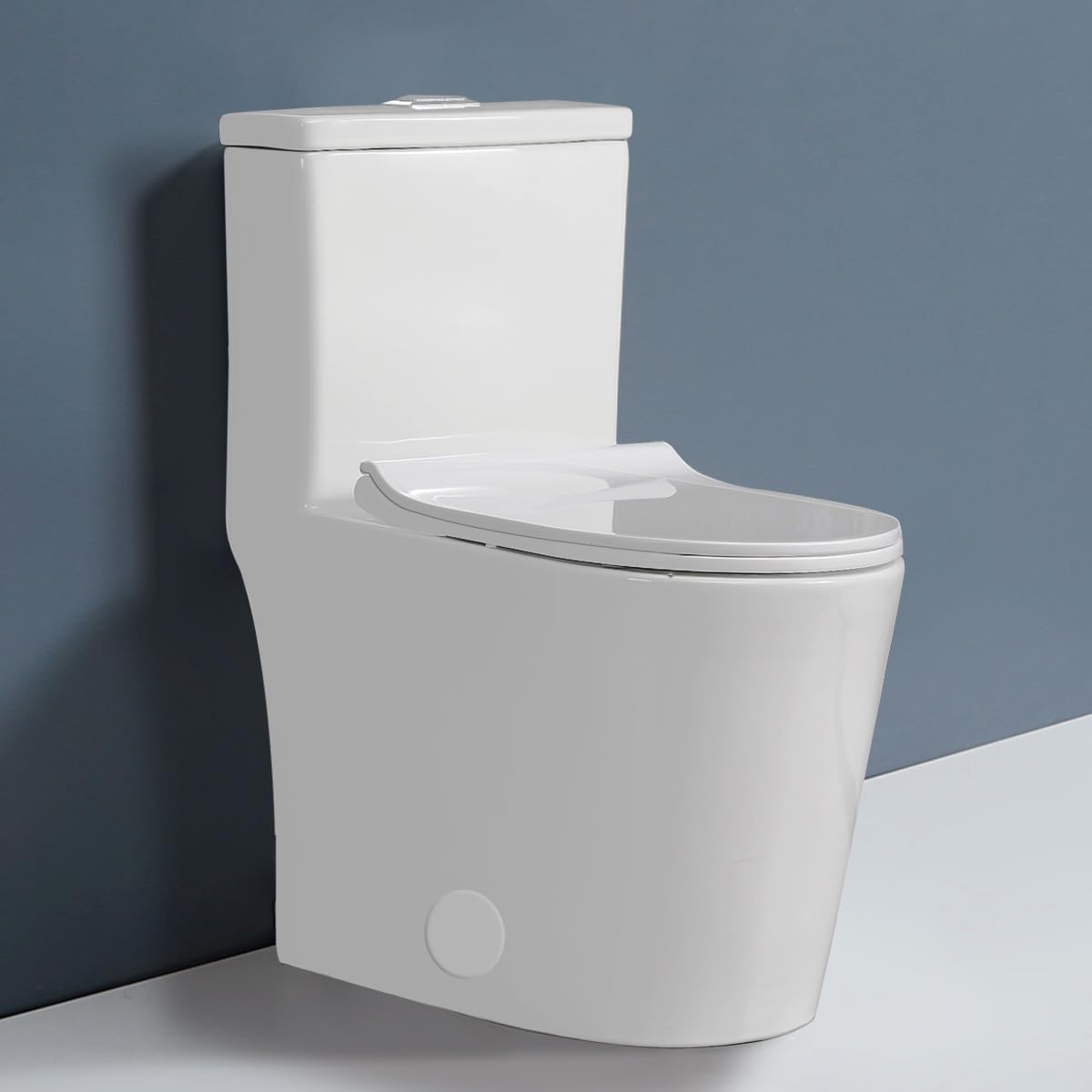 12"Rough-in Small One Piece Short Toilet Compact Size 3-in Dual Flush 1.1/1.6 GPF Soft Closing Seat,Ceramic,White Suitable for Small Bathrooms.
