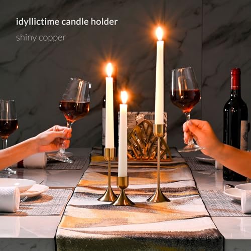 Idyllictime CDH01 Candle Holder Metal Heavy Base For Room Décor Christmas Decorations Party Wedding Halloween Shiny Copper thumb #1